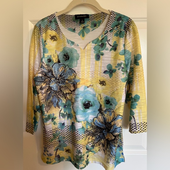 EUC G Collection colorful lined top. Size S - Picture 1 of 11